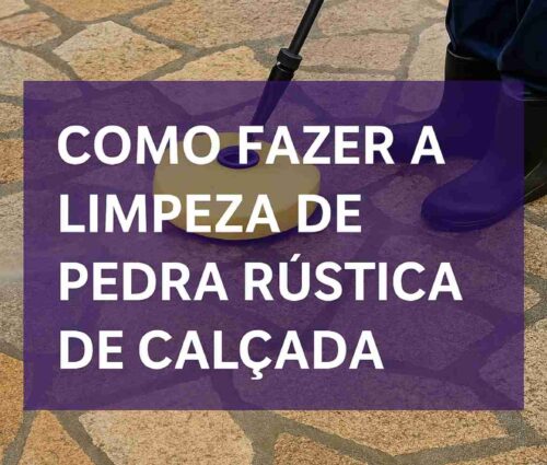Pessoa utilizando lavadora de alta pressão para limpar calçada com pedra rústica natural em área externa